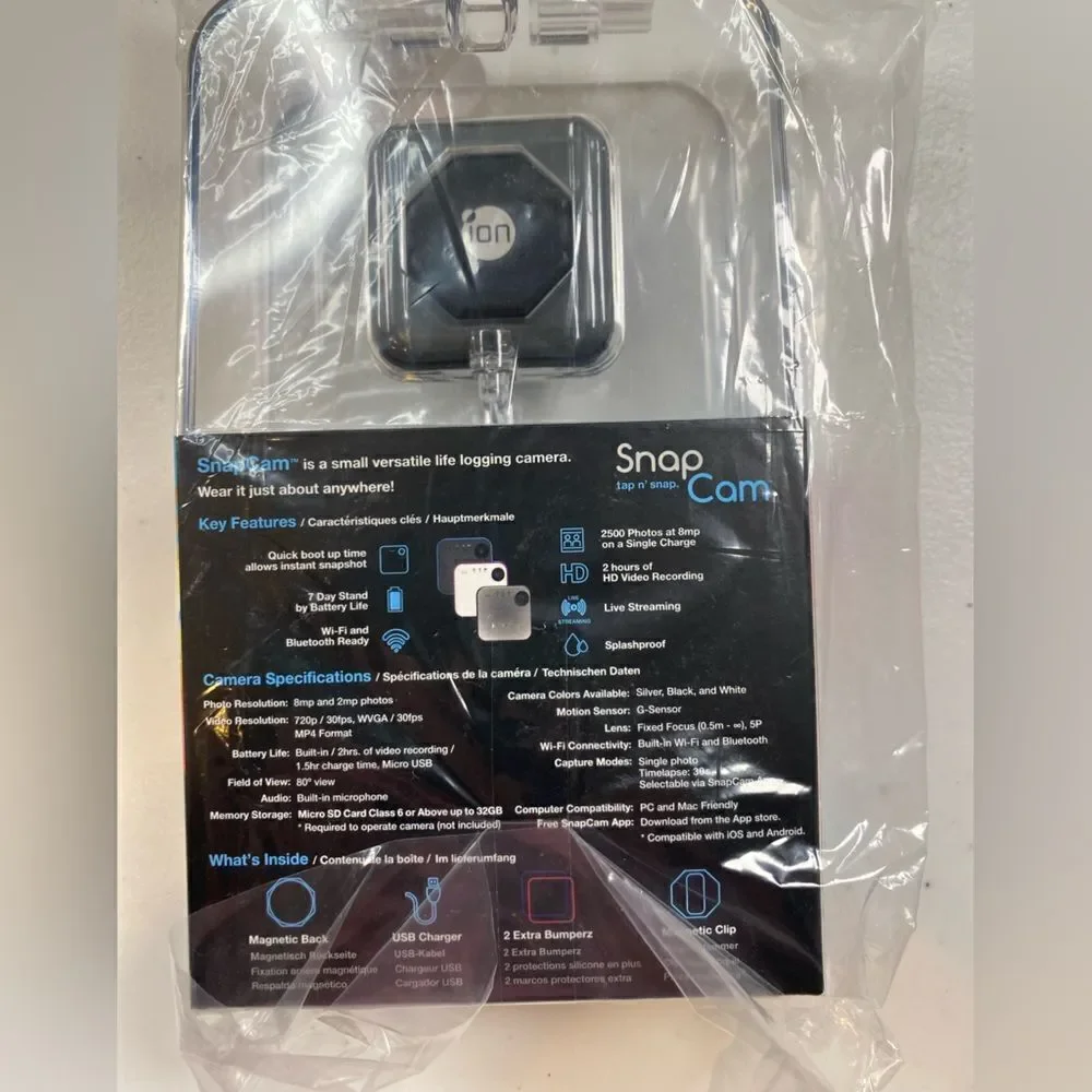 NIB iON Wireless Snap Cam Tap n Snap Wearable HD Video Camera